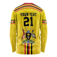 Uganda Cricket Custom Long Sleeve Shirt Cranes Cricket Ball Fire - Wonder Print Shop