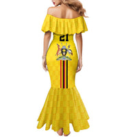 Uganda Cricket Custom Mermaid Dress Cranes Cricket Ball Fire - Wonder Print Shop