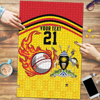 Uganda Cricket Custom Puzzle Cranes Cricket Ball Fire - Wonder Print Shop