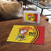 Uganda Cricket Custom Puzzle Cranes Cricket Ball Fire - Wonder Print Shop