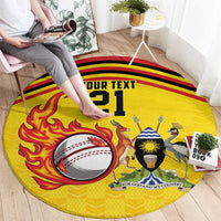 Uganda Cricket Custom Round Carpet Cranes Cricket Ball Fire - Wonder Print Shop