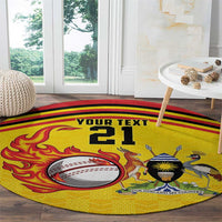 Uganda Cricket Custom Round Carpet Cranes Cricket Ball Fire - Wonder Print Shop