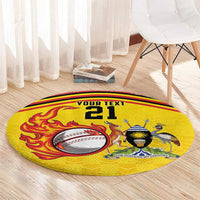 Uganda Cricket Custom Round Carpet Cranes Cricket Ball Fire - Wonder Print Shop