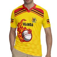 Uganda Cricket Custom Rugby Jersey Cranes Cricket Ball Fire - Wonder Print Shop