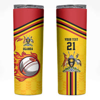 Uganda Cricket Custom Skinny Tumbler Cranes Cricket Ball Fire - Wonder Print Shop