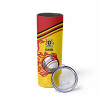 Uganda Cricket Custom Skinny Tumbler Cranes Cricket Ball Fire - Wonder Print Shop
