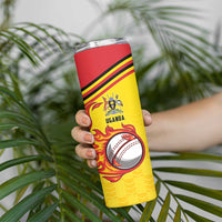 Uganda Cricket Custom Skinny Tumbler Cranes Cricket Ball Fire - Wonder Print Shop