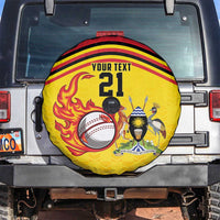 Uganda Cricket Custom Spare Tire Cover Cranes Cricket Ball Fire - Wonder Print Shop