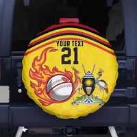 Uganda Cricket Custom Spare Tire Cover Cranes Cricket Ball Fire - Wonder Print Shop