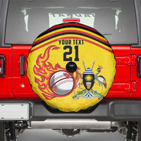 Uganda Cricket Custom Spare Tire Cover Cranes Cricket Ball Fire - Wonder Print Shop