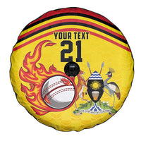Uganda Cricket Custom Spare Tire Cover Cranes Cricket Ball Fire - Wonder Print Shop