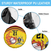 Uganda Cricket Custom Spare Tire Cover Cranes Cricket Ball Fire - Wonder Print Shop