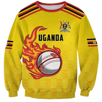 Uganda Cricket Custom Sweatshirt Cranes Cricket Ball Fire - Wonder Print Shop