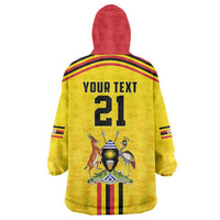 Uganda Cricket Custom Wearable Blanket Hoodie Cranes Cricket Ball Fire - Wonder Print Shop