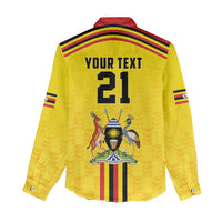 Uganda Cricket Custom Women Casual Shirt Cranes Cricket Ball Fire - Wonder Print Shop