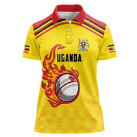 Uganda Cricket Custom Women Polo Shirt Cranes Cricket Ball Fire - Wonder Print Shop