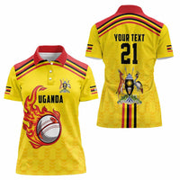 Uganda Cricket Custom Women Polo Shirt Cranes Cricket Ball Fire - Wonder Print Shop