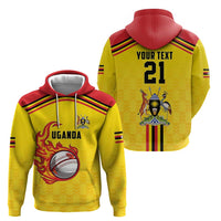 Uganda Cricket Custom Zip Hoodie Cranes Cricket Ball Fire - Wonder Print Shop