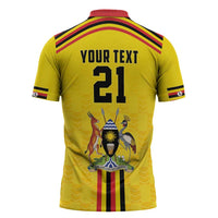 Uganda Cricket Custom Zipper Polo Shirt Cranes Cricket Ball Fire - Wonder Print Shop