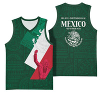 Dia de la Independencia de Mexico Basketball Jersey 16 De Septiembre Traditional Aztec Tribal Green
