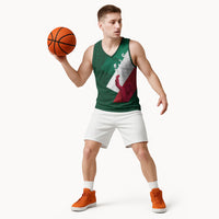 Dia de la Independencia de Mexico Basketball Jersey 16 De Septiembre Traditional Aztec Tribal Green