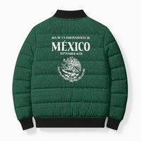 Dia de la Independencia de Mexico Bomber Puffer Jacket 16 De Septiembre Traditional Aztec Tribal Green