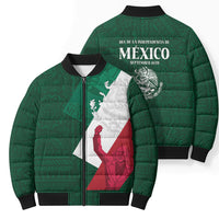 Dia de la Independencia de Mexico Bomber Puffer Jacket 16 De Septiembre Traditional Aztec Tribal Green