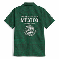 Dia de la Independencia de Mexico Hawaiian Shirt 16 De Septiembre Traditional Aztec Tribal Green
