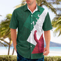 Dia de la Independencia de Mexico Hawaiian Shirt 16 De Septiembre Traditional Aztec Tribal Green