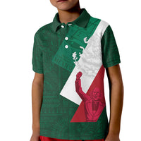 Dia de la Independencia de Mexico Kid Polo Shirt 16 De Septiembre Traditional Aztec Tribal Green