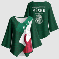 Dia de la Independencia de Mexico Kimono Sleeve Blouse 16 De Septiembre Traditional Aztec Tribal Green
