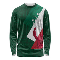 Dia de la Independencia de Mexico Long Sleeve Shirt 16 De Septiembre Traditional Aztec Tribal Green