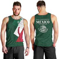 Dia de la Independencia de Mexico Men Tank Top 16 De Septiembre Traditional Aztec Tribal Green