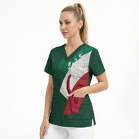 Dia de la Independencia de Mexico Scrub Top 16 De Septiembre Traditional Aztec Tribal Green
