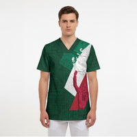Dia de la Independencia de Mexico Scrub Top 16 De Septiembre Traditional Aztec Tribal Green
