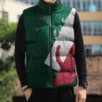 Dia de la Independencia de Mexico Sleeveless Puffer Jacket 16 De Septiembre Traditional Aztec Tribal Green