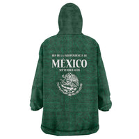 Dia de la Independencia de Mexico Wearable Blanket Hoodie 16 De Septiembre Traditional Aztec Tribal Green