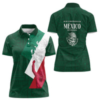 Dia de la Independencia de Mexico Women Polo Shirt 16 De Septiembre Traditional Aztec Tribal Green