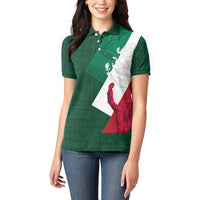 Dia de la Independencia de Mexico Women Polo Shirt 16 De Septiembre Traditional Aztec Tribal Green