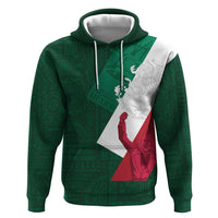 Dia de la Independencia de Mexico Zip Hoodie 16 De Septiembre Traditional Aztec Tribal Green