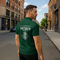 Dia de la Independencia de Mexico Zipper Polo Shirt 16 De Septiembre Traditional Aztec Tribal Green