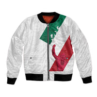 Dia de la Independencia de Mexico Bomber Jacket 16 De Septiembre Traditional Aztec Tribal White