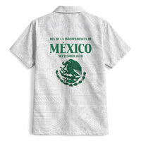Dia de la Independencia de Mexico Hawaiian Shirt 16 De Septiembre Traditional Aztec Tribal White