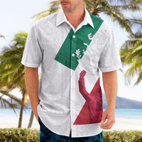 Dia de la Independencia de Mexico Hawaiian Shirt 16 De Septiembre Traditional Aztec Tribal White