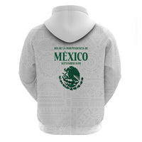 Dia de la Independencia de Mexico Hoodie 16 De Septiembre Traditional Aztec Tribal White