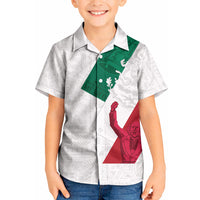 Dia de la Independencia de Mexico Kid Hawaiian Shirt 16 De Septiembre Traditional Aztec Tribal White