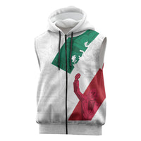 Dia de la Independencia de Mexico Sleeveless Zip Hoodie 16 De Septiembre Traditional Aztec Tribal White