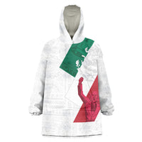 Dia de la Independencia de Mexico Wearable Blanket Hoodie 16 De Septiembre Traditional Aztec Tribal White