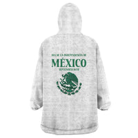 Dia de la Independencia de Mexico Wearable Blanket Hoodie 16 De Septiembre Traditional Aztec Tribal White