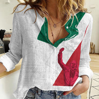 Dia de la Independencia de Mexico Women Casual Shirt 16 De Septiembre Traditional Aztec Tribal White